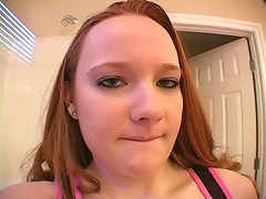 Blue Eyed Redhead Teen Halo Showing Her Pierced Nipples